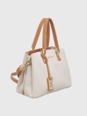 THREE COMPARTMENT TWO TONE HANDBAG