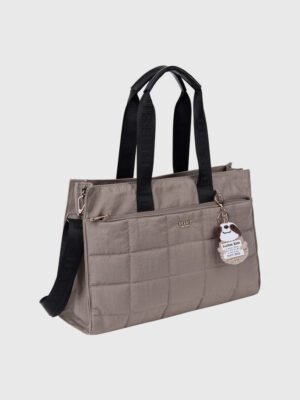 NYLON QUILTED TOTE BAG WITH CHARM