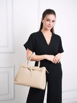 PEBBLED BELTED TOTE