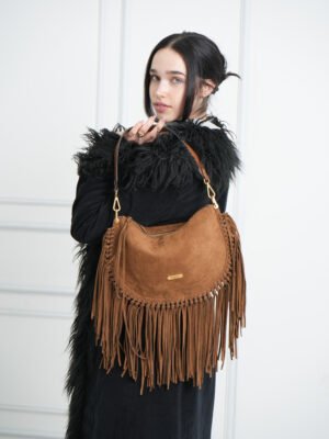 SUEDETTE FRINGED HOBO