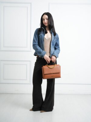 POLISHED CHAIN FLAP SATCHEL
